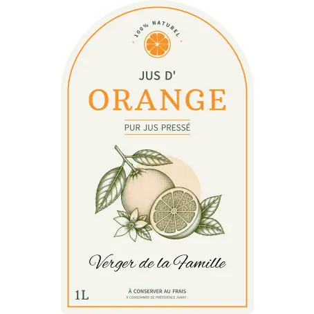 Étiquette personnalisée pour jus d'orange