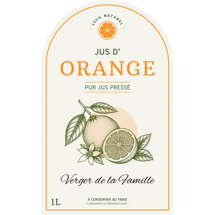 Étiquette personnalisée pour jus d'orange