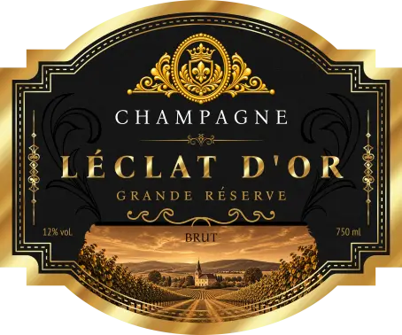 Étiquette champagne noir mat personnalisée pour mariage