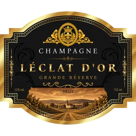 Étiquette champagne noir mat personnalisée pour mariage