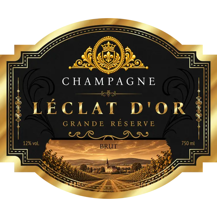 Étiquette champagne noir mat personnalisée pour mariage