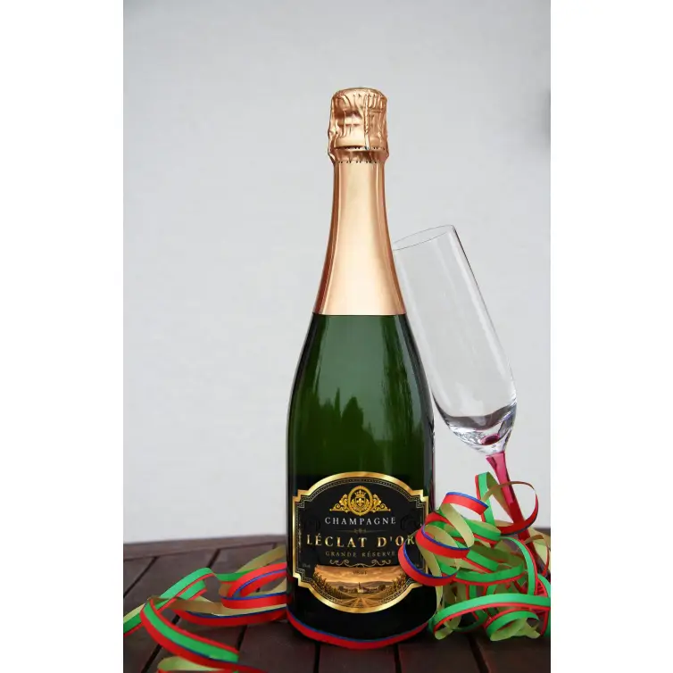 Étiquette champagne noir mat personnalisée pour mariage
