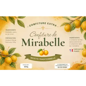 étiquette personnalisée pour confiture de mirabelles