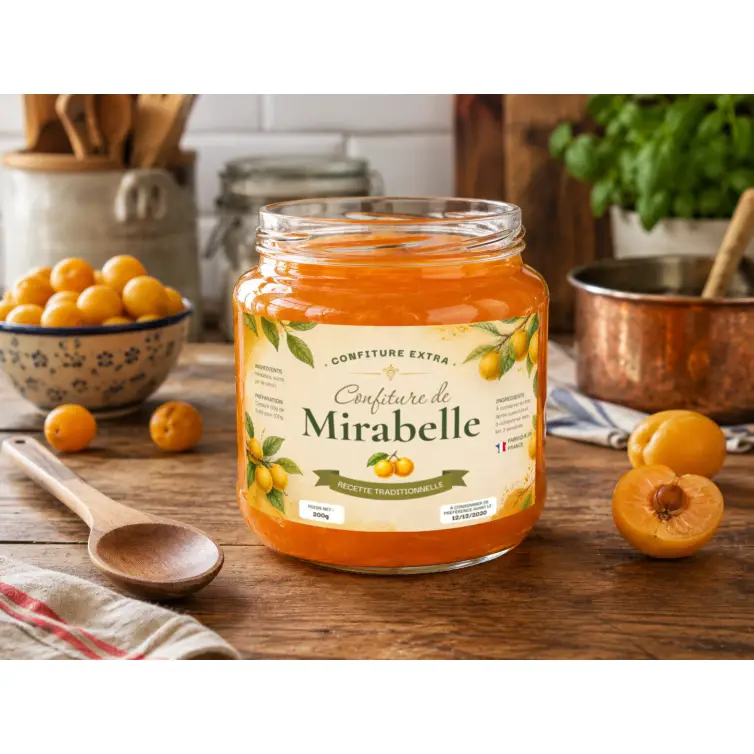 Étiquette personnalisée pour confiture de mirabelles