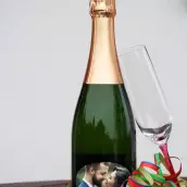 Étiquette de mariage personnalisée avec photo des mariés – Format ovale élégant