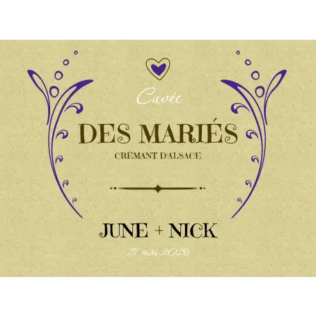 Étiquette papier recyclé mariage 120x90 mm