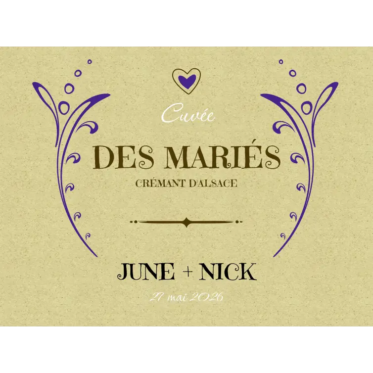 Étiquette papier recyclé mariage 120x90 mm
