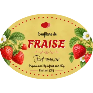 étiquette personnalisée pour confiture de fraise