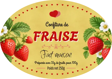 Étiquette personnalisée pour confiture de fraise