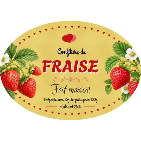 Étiquette personnalisée pour confiture de fraise