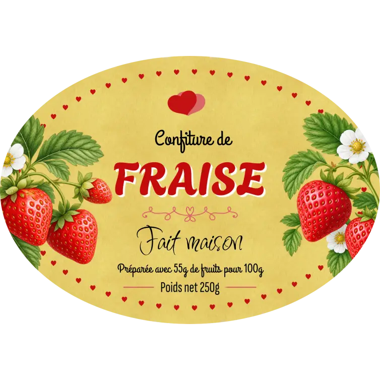 Étiquette personnalisée pour confiture de fraise