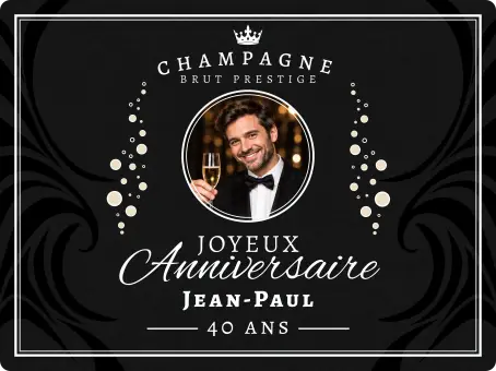 Étiquette champagne personnalisée noire et luxueuse
