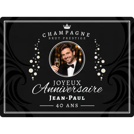 Étiquette champagne personnalisée noire et luxueuse