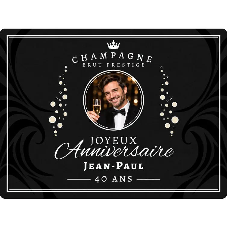 Etichetta per champagne personalizzata nera e lussuosa
