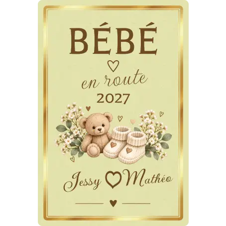 Étiquette naissance personnalisée en papier bagasse
