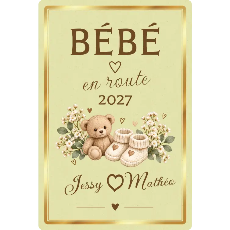 Étiquette naissance personnalisée en papier bagasse