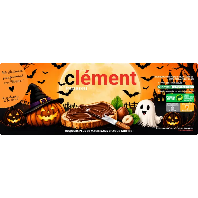 Étiquette personnalisée Halloween pour cadeau gourmand, Un décor de fête aux couleurs orange et chocolat