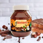 Étiquette personnalisée Halloween pour cadeau gourmand, Un décor de fête aux couleurs orange et chocolat