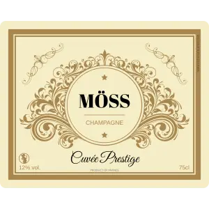 give your bottles a prestige look with a custom champagne label featuring a refined golden style