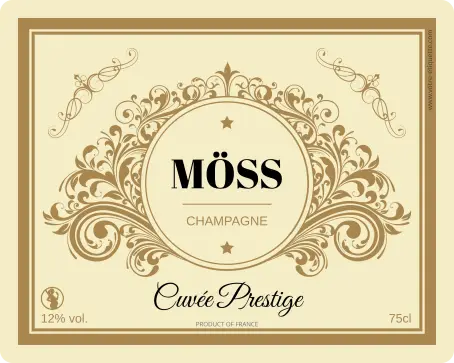 Étiquette personnalisée pour bouteille de champagne – design doré élégant et raffiné