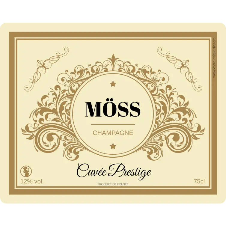 Étiquette personnalisée pour bouteille de champagne – design doré élégant et raffiné