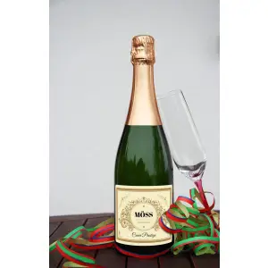 etiqueta personalizada para botella de champán: diseño dorado elegante y refinado