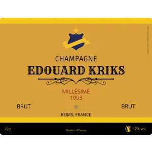 Erstellen sie ein individuelles etikett für eine champagnerflasche mit einem schicken und klassischen design.