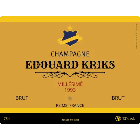 Étiquette personnalisée pour champagne millésimé – style sobre et élégant
