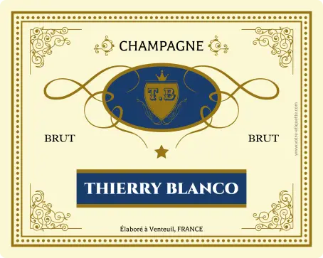 Étiquette personnalisée de champagne brut thierry blanco – un style classique et prestigieux