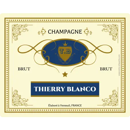 Étiquette personnalisée de champagne brut thierry blanco – un style classique et prestigieux