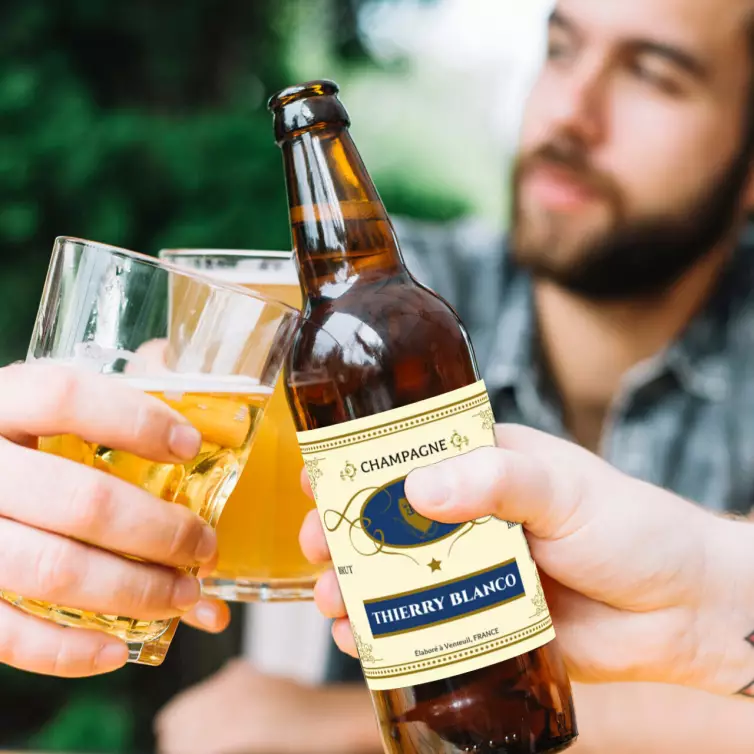 Étiquette personnalisée de champagne brut Thierry Blanco – un style classique et prestigieux