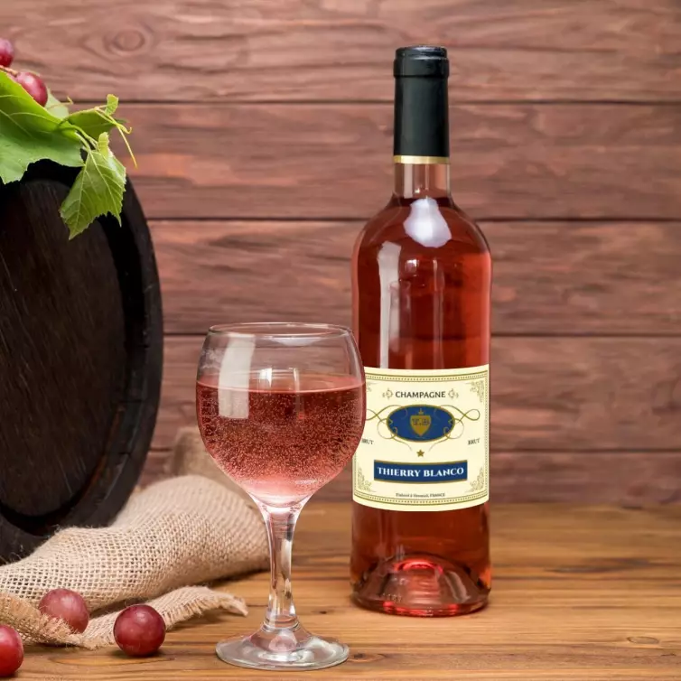 Étiquette personnalisée de champagne brut Thierry Blanco – un style classique et prestigieux