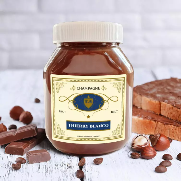Étiquette personnalisée de champagne brut Thierry Blanco – un style classique et prestigieux