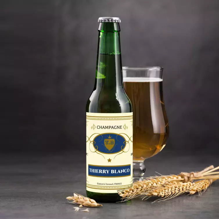 Étiquette personnalisée de champagne brut Thierry Blanco – un style classique et prestigieux