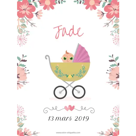 Étiquette de naissance personnalisée jade – un design floral doux et attendrissant