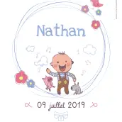 Étiquette de naissance personnalisée Nathan – une création joyeuse et tendre pour fêter une arrivée