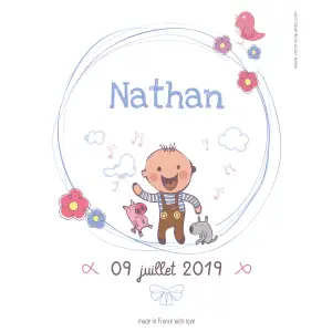 create an unforgettable keepsake with this personalized birth label full of softness and colors