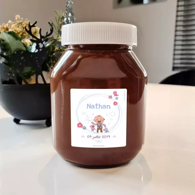Étiquette de naissance personnalisée Nathan – une création joyeuse et tendre pour fêter une arrivée