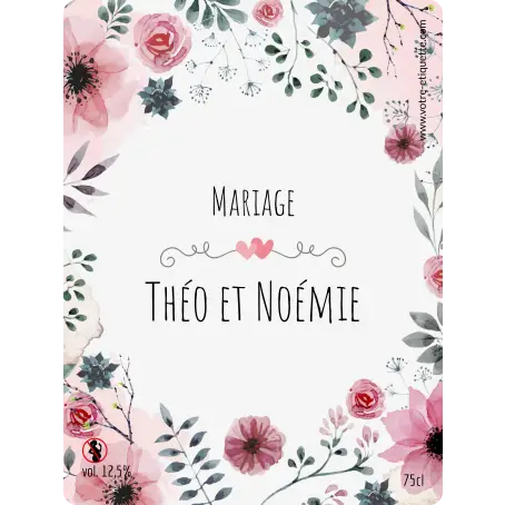 Étiquette autocollante personnalisée fleurs pastels