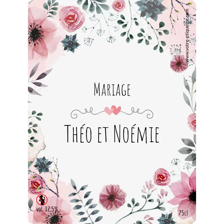 Étiquette autocollante personnalisée fleurs pastels