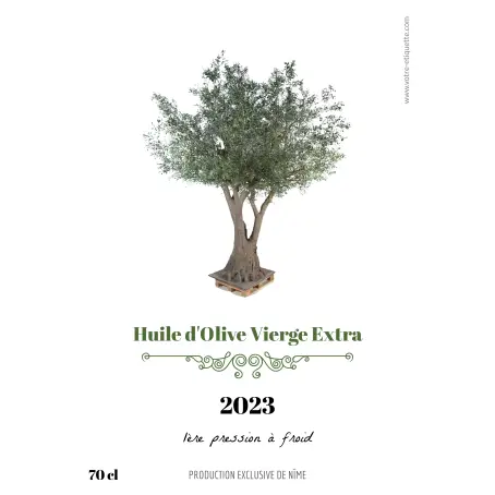 Étiquette personnalisée huile d’olive vierge extra – design naturel et élégant pour petits producteurs