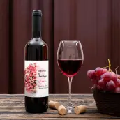 Étiquette personnalisée mariage Estelle & Anthony – design romantique avec bouquet en cœur