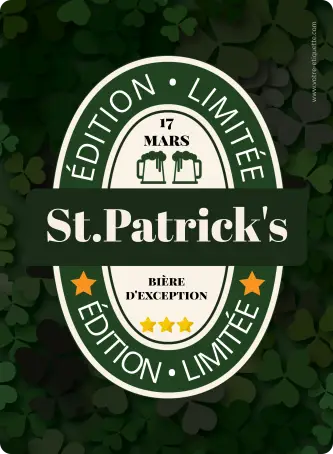 Étiquette de bière édition limitée pour la saint-patrick