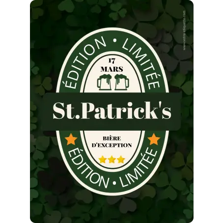 Étiquette de bière édition limitée pour la saint-patrick