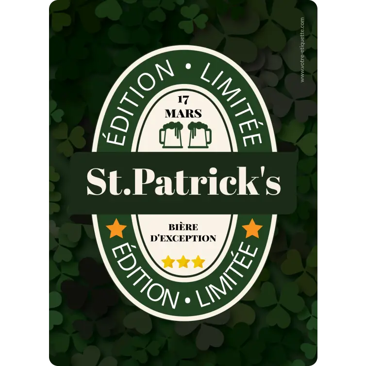 Étiquette de bière édition limitée pour la Saint-Patrick