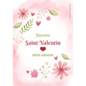 personalized happy valentine's day label with watercolor flowers