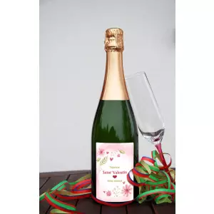 personalized happy valentine's day label with watercolor flowers