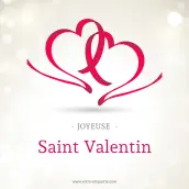 Personalized Valentine's Day label with two intertwined hearts