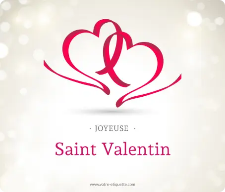 Personalized valentine's day label with two intertwined hearts