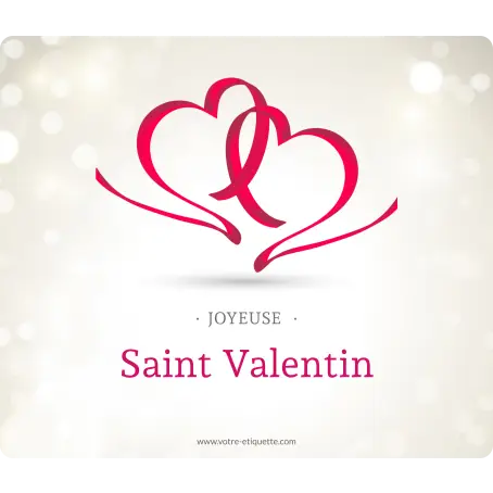 Personalized valentine's day label with two intertwined hearts